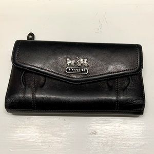 Coach Black Tri-Fold Wallet with Lavender Interior - Pre-Loved